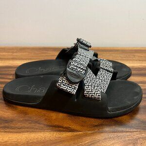 Chaco Sandals Flip Flops Sliders Black White Women's Size 7